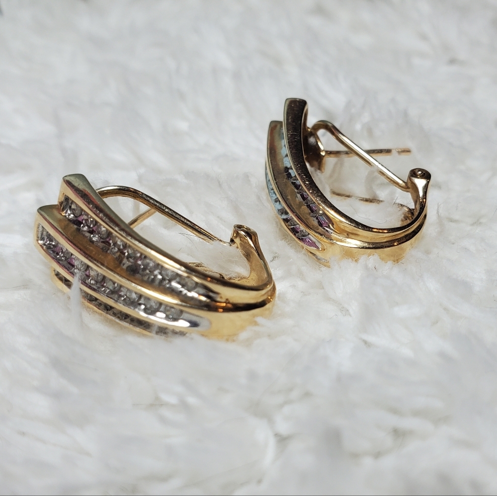 Zales14kGold Channel Set Diamond Earrings - Picture 5 of 14